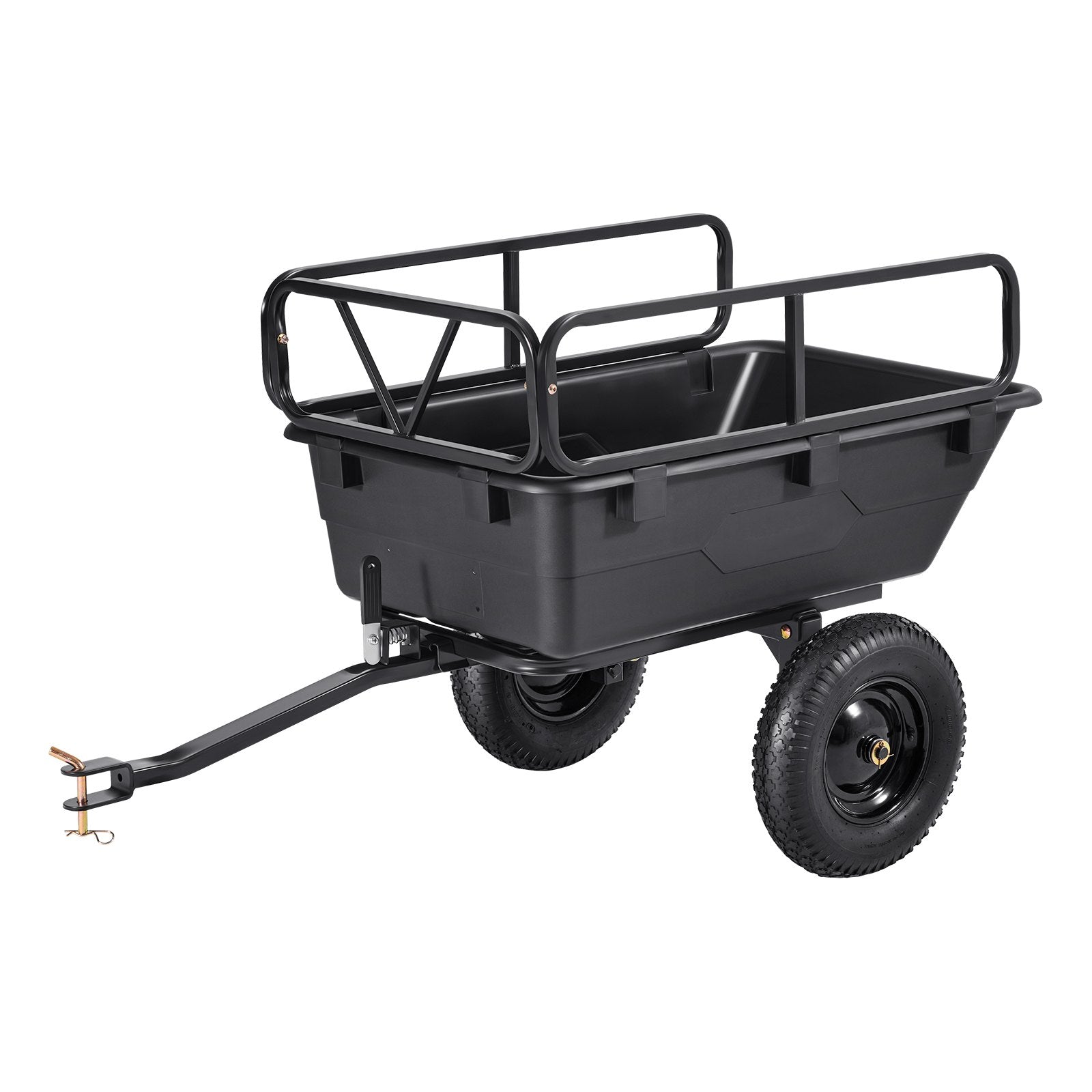 500 lb Garden Trailer for Lawn Mower – Universal 12mm Hitch, Heavy-Duty PP Dump Cart, 10 Cu Ft Capacity