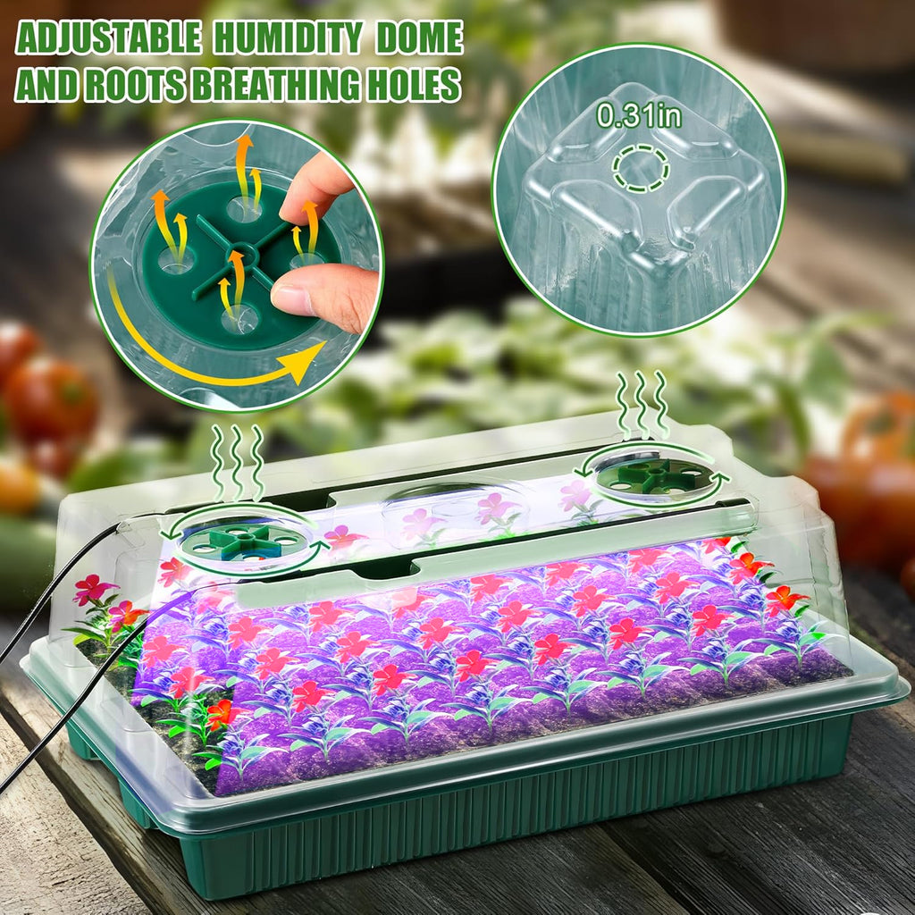 2 Pcs Plant Propagation Station With Grow Light, Seedling Starter Trays With Timing Controller, Plant Tray For Seeds Growing Starting