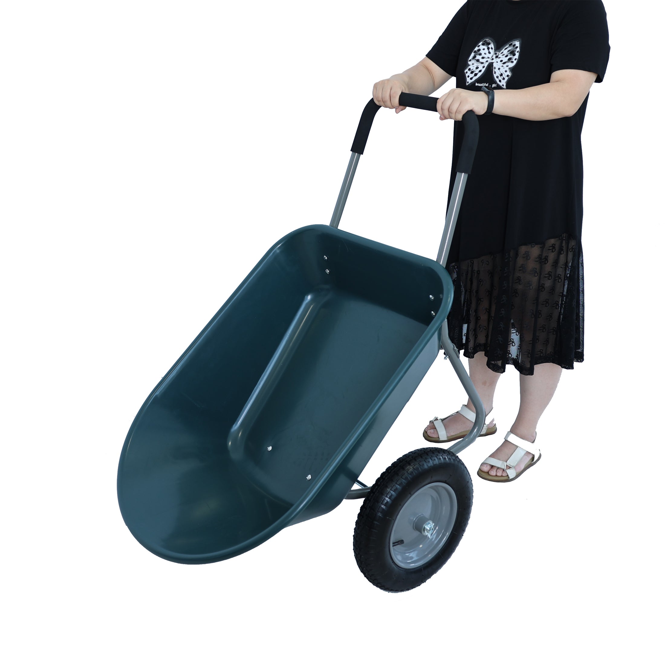 Trolley Green Garden Two Wheels Trolley 15 Inch Pneumatic Wheels