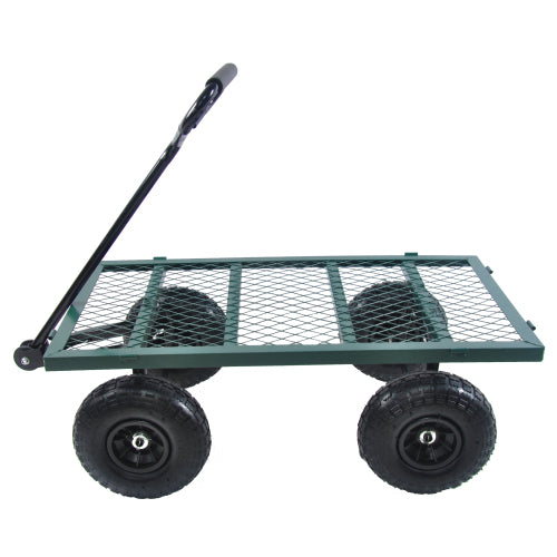 Heavy-Duty Garden Wagon Cart with 550 lb Capacity – Green Utility Yard Truck with Removable Sides