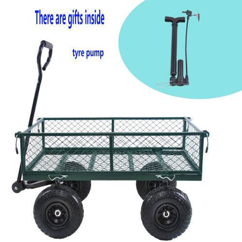Heavy-Duty Garden Wagon Cart with 550 lb Capacity – Green Utility Yard Truck with Removable Sides