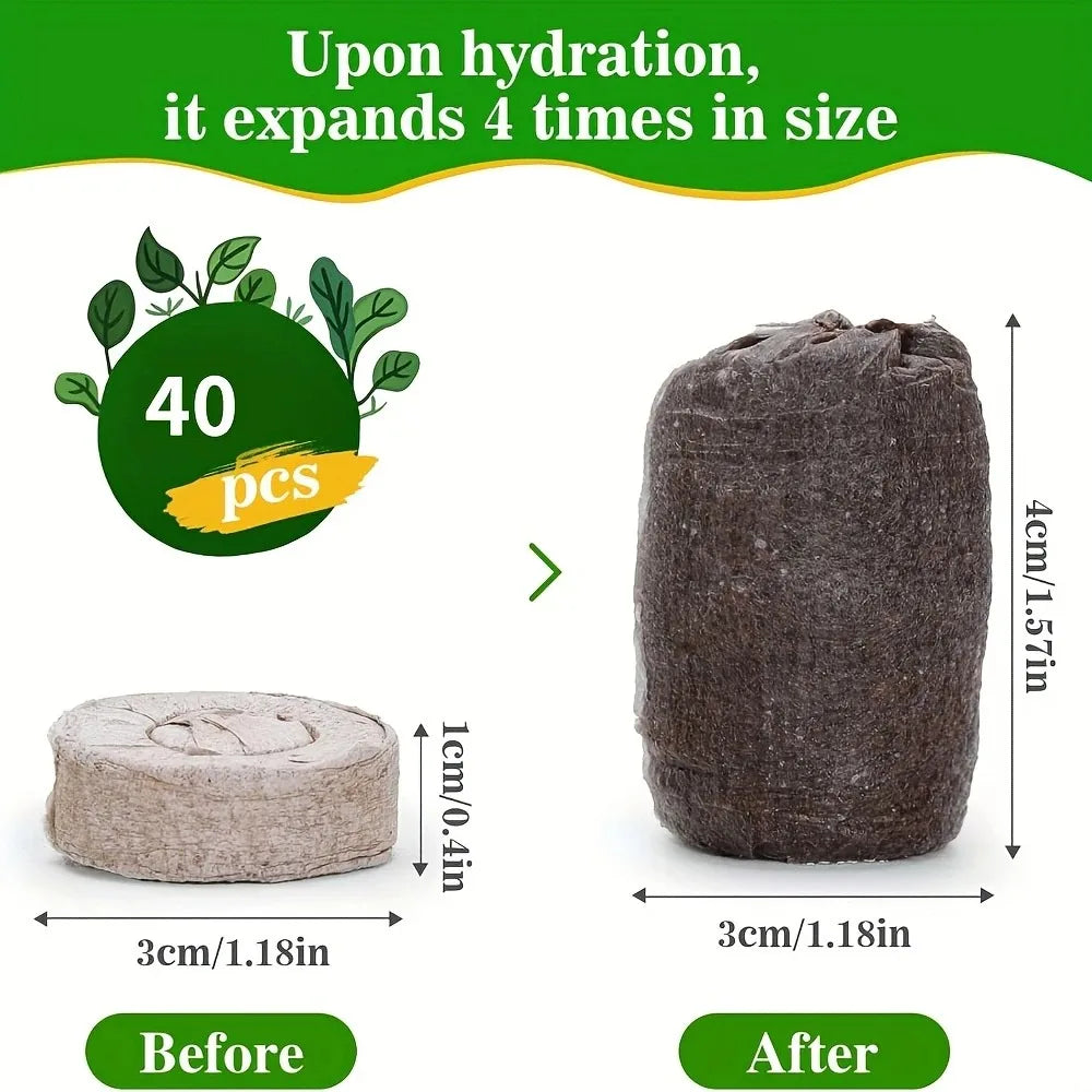 40pcs Seed Starter Pods Coir Pellets 30mm For Seedlings, Garden Plant Seed Starter Kit For Vegetable, Flower, Bonsai Tree