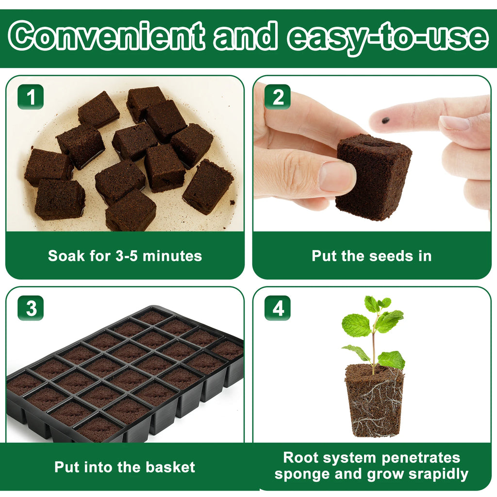 50Pcs Grow Sponges Hydroponic Starter Plugs Gardening Seed Starter Sponges Slant Incision Sowing and Cutting Substrate Block