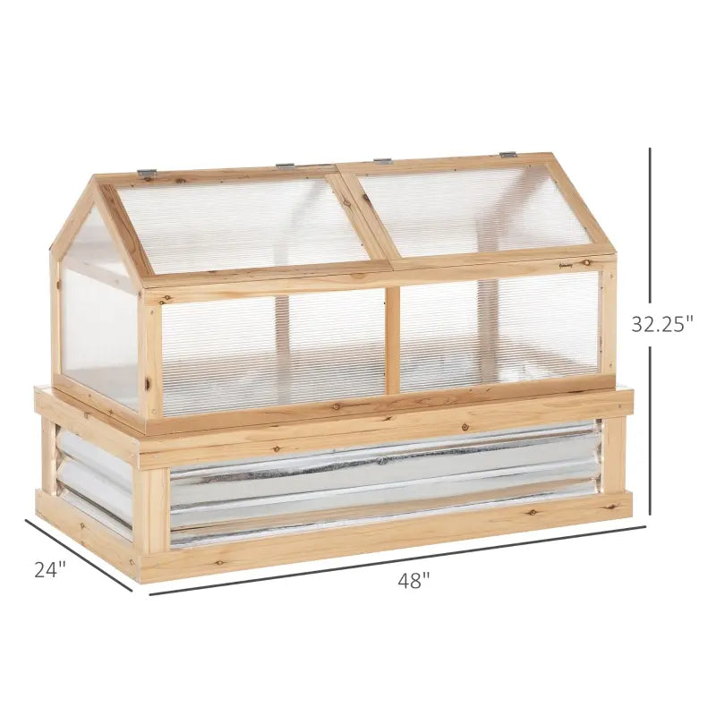 Elevated Planting Beds Garden Wooden Cold Frame Greenhouse Flower Planter Protection Wood